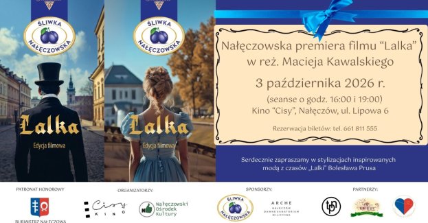 Nałęczowska premiera filmu „Lalka” w reżyserii Macieja Kawalskiego odbędzie się 3 października 2026 r. w Nałęczowskim Ośrodku Kultury – Kino Cisy Nałęczów, przy ul. Lipowej 6.